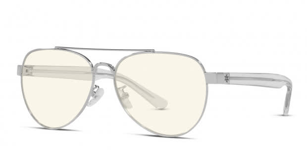 Tory Burch TY6070 silver frame with clear blue light filter lenses. Lenses  provide 100% UV protection.
