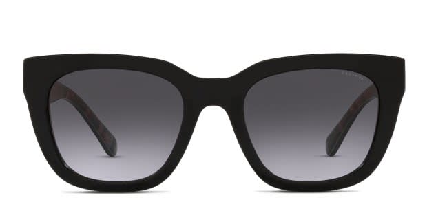 Coach women\'s sunglasses with a black frame and grey-black gradient lenses. h=310,w=620,fit=fill,bg=fff main image 4