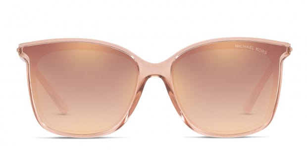 Michael Kors MK2079U Zermatt pink, clear frame with rose gold gradient  mirrored lenses. Lenses provide 100% UV protection.