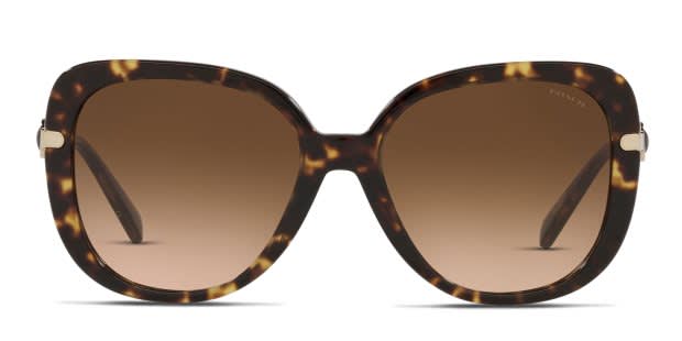 Coach HC8320 tortoise frame with dark brown gradient lenses
