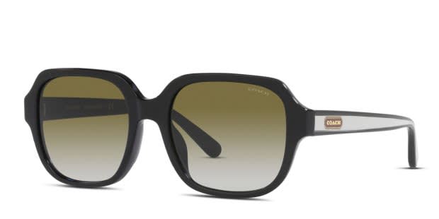 Coach HC8335U black frame with olive gradient lenses. Lenses