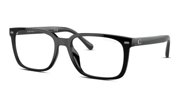 Coach HC8357U Shiny Black frame with grey solid lenses. Lenses