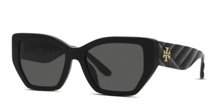 Tory Burch TY7187U Universal Fit Black , Gray glasses - Black / Gray - Angle View