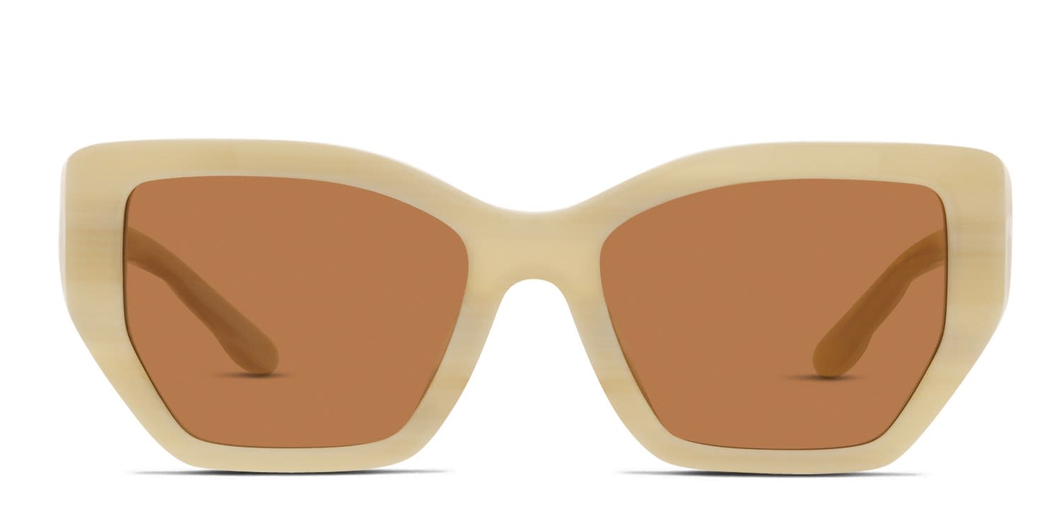 Tory Burch TY7187U Universal Fit Brown , White glasses - Brown / White - Frontal View