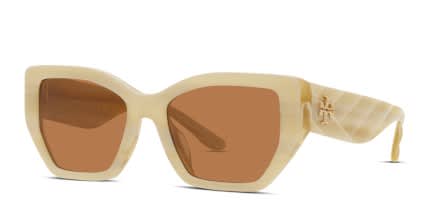Tory Burch TY7187U Universal Fit Brown , White glasses - Brown / White - Angle View