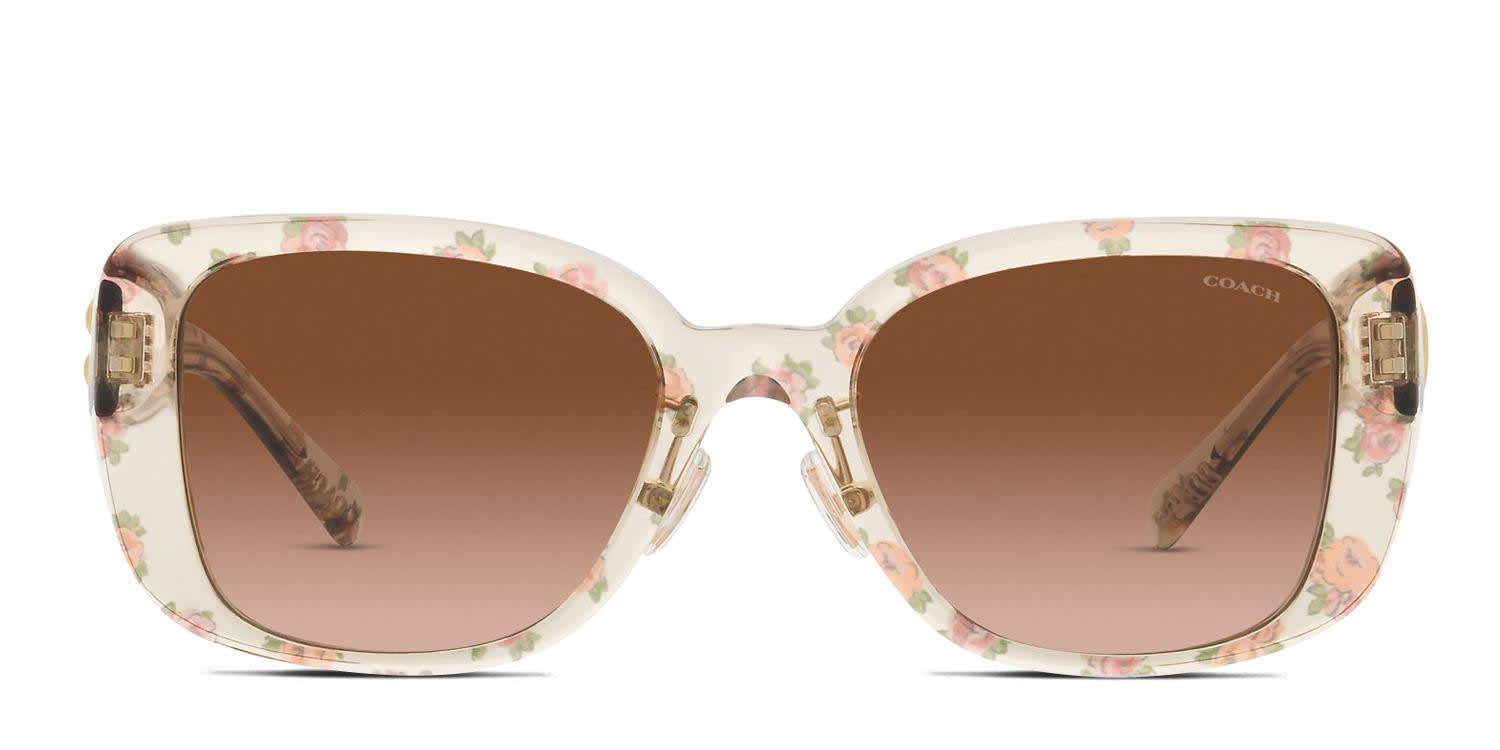 Coach Authentic HC8352 sunglasses with a transparent rose frame and floral print 274721_577913-0.jpg main image 4