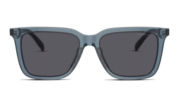 Coach HC8385U clear , blue frame with blue solid lenses. Lenses