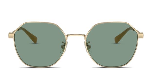 Coach HC7155 Cl915 gold frame with green solid lenses. Lenses