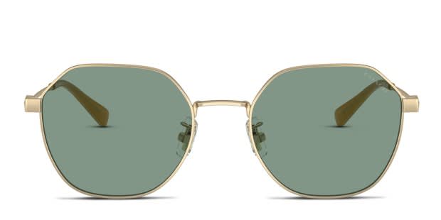 Coach HC7155 Cl915 gold frame with green solid lenses. Lenses