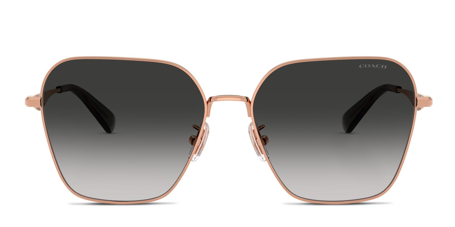 Coach HC7168 Rose Gold frame with grey gradient lenses. Lenses