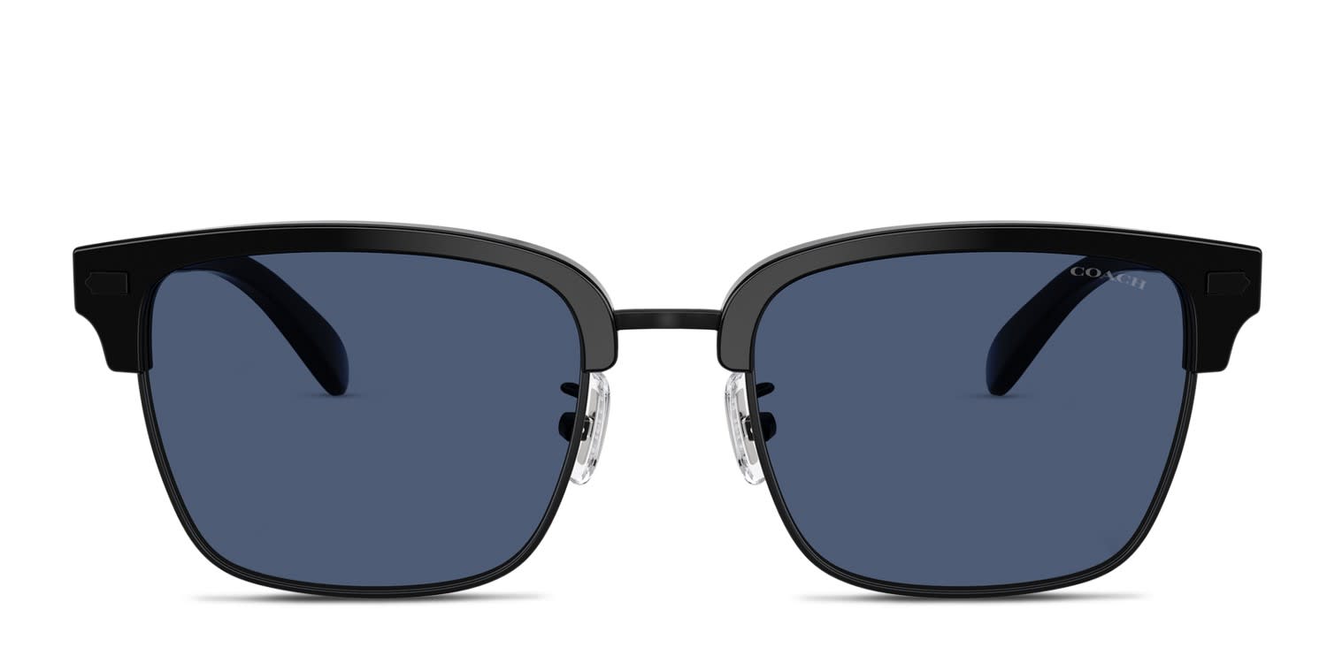 Coach HC8412 Black, Gunmetal frame with grey solid lenses. Lenses