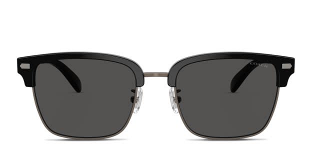 Coach HC8412 Black, Gunmetal frame with grey solid lenses. Lenses