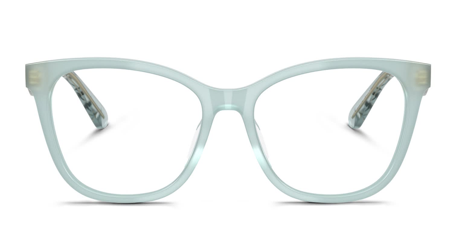 Coach Pale Green Round Transparent Frame Glasses with Gold Detail Coach HC7179 gold frame with green solid lenses. Lenses  main image 4