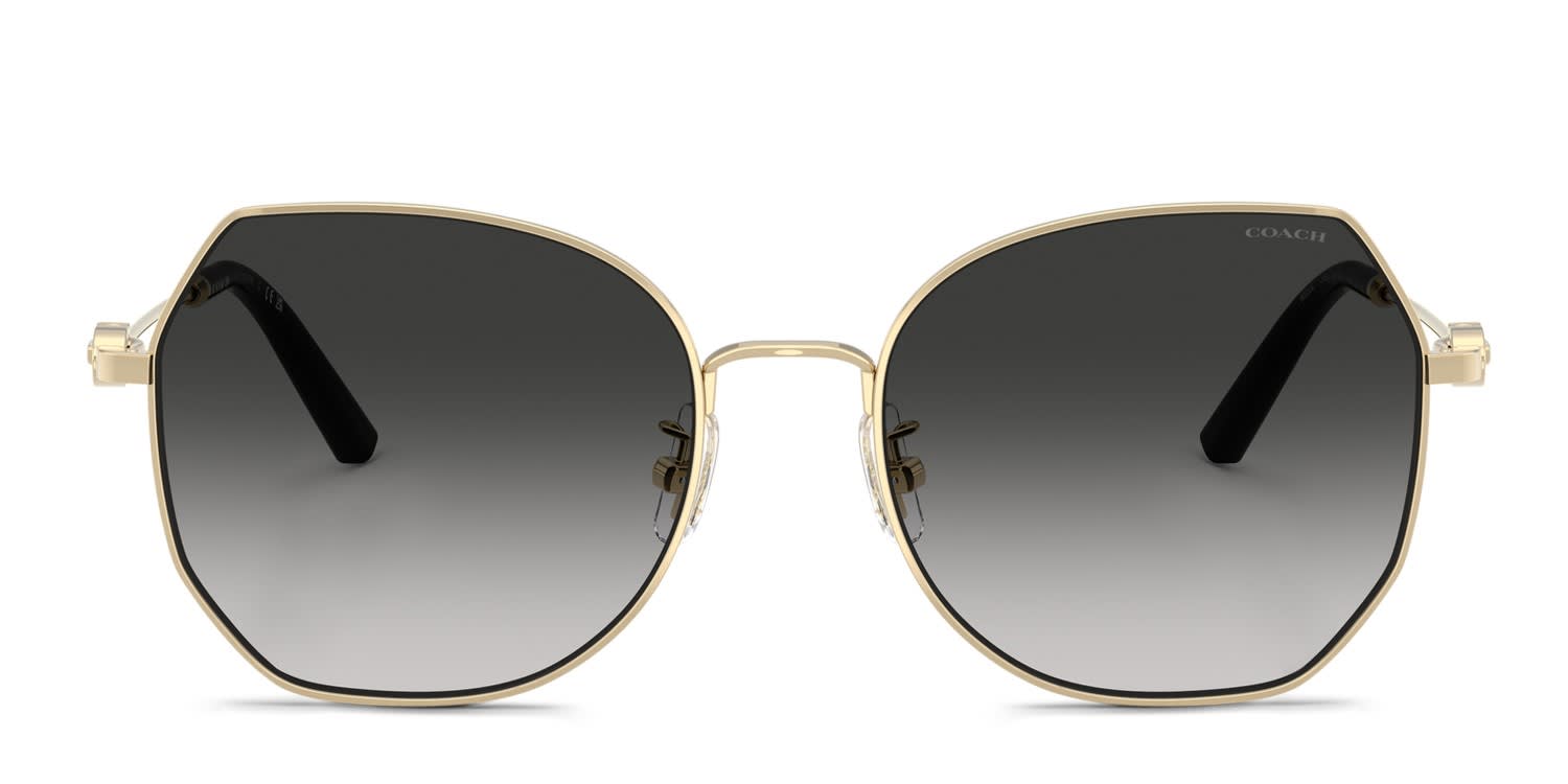 Coach HC7175 gold frame with grey gradient lenses. Lenses provide