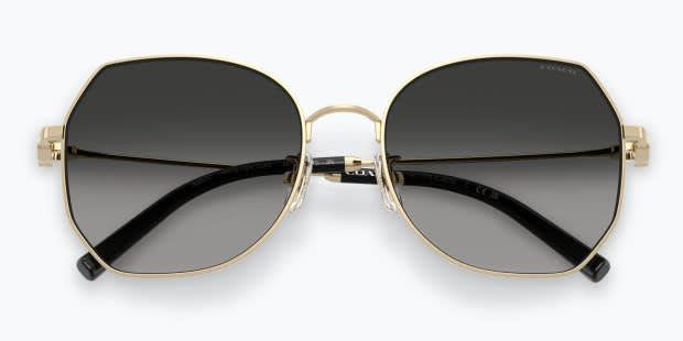 Coach HC7175 gold frame with grey gradient lenses. Lenses provide