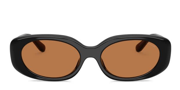 Coach HC8443D black frame with amber solid lenses. Lenses provide