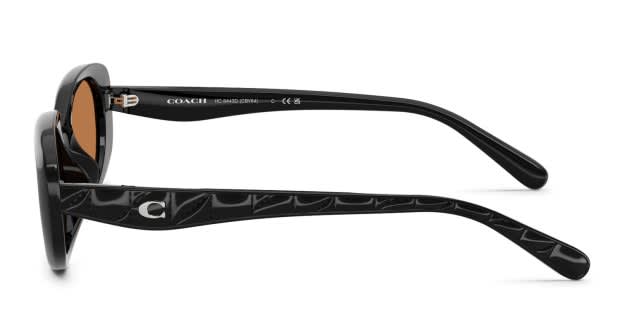 Coach HC8443D black frame with amber solid lenses. Lenses provide