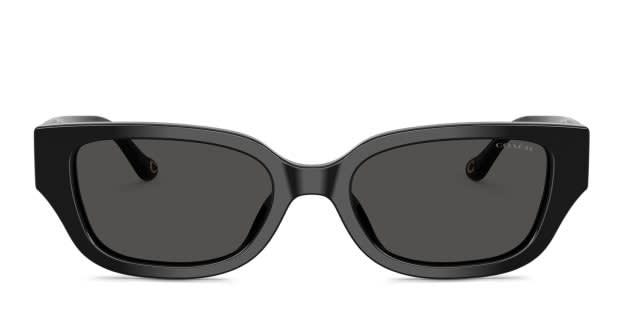 Coach HC8439U black frame with grey solid lenses. Lenses provide
