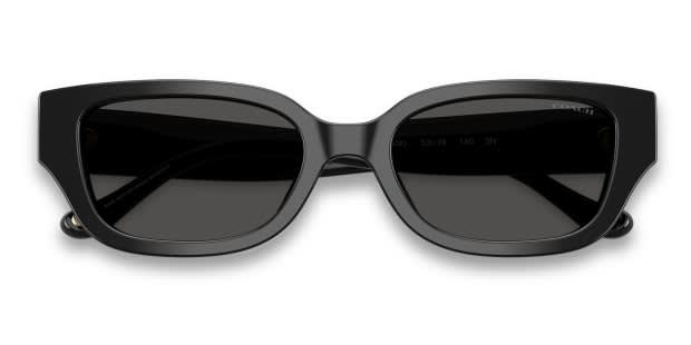 Coach HC8439U black frame with grey solid lenses. Lenses provide