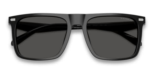 Coach HC8440U black frame with grey solid lenses. Lenses provide