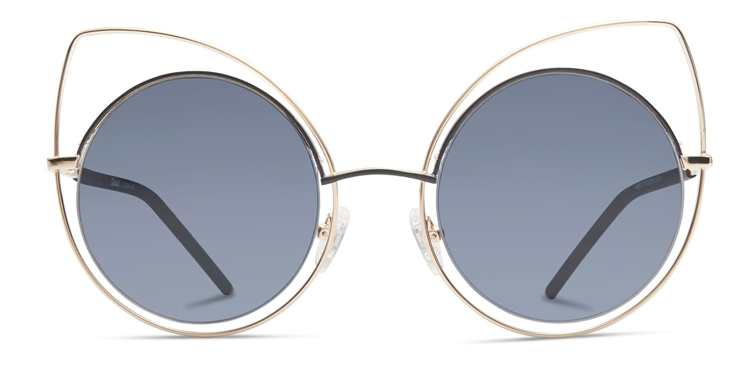 Fiona Gold w/Black glasses - Black / Gold - Frontal View