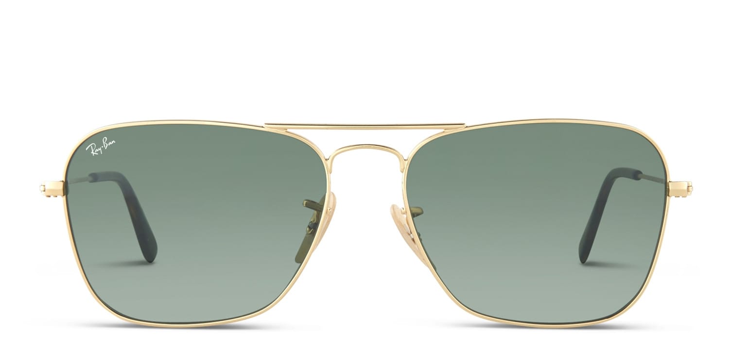Ray-Ban Caravan RB3136 Gold w/Green/Tortoise glasses - Tortoise / Gold / Green - Frontal View