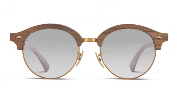 Ray Ban 4246M Clubround Wood Brown w Gold Orange Prescription Sunglasses