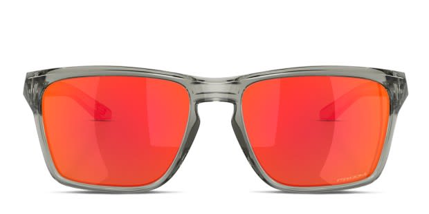 Oakley OO9448 Sylas Gray Red frame with PRIZM ruby lenses. Lenses provide 100 UV protection