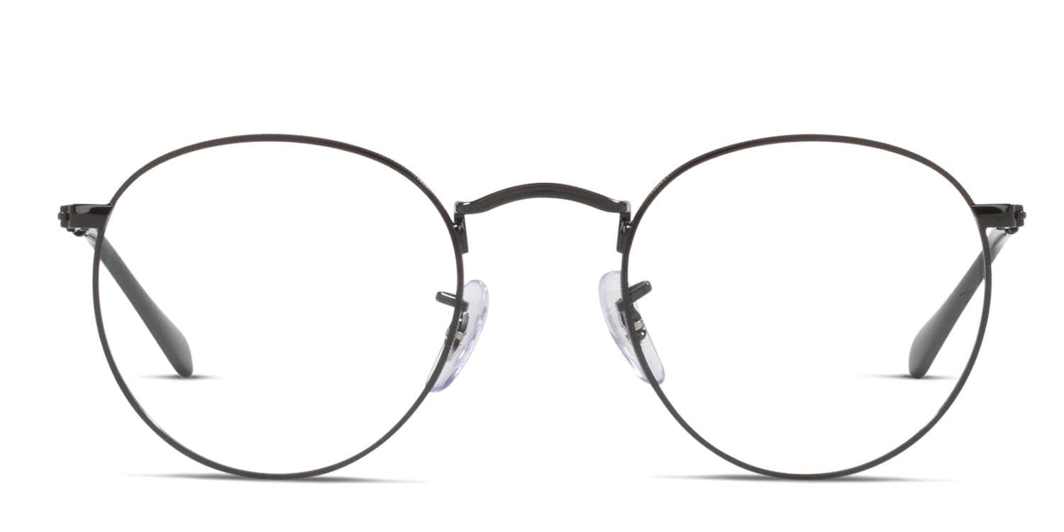 Ray-Ban RX3447V Round Metal Shiny Black Eyeglasses | Includes FREE