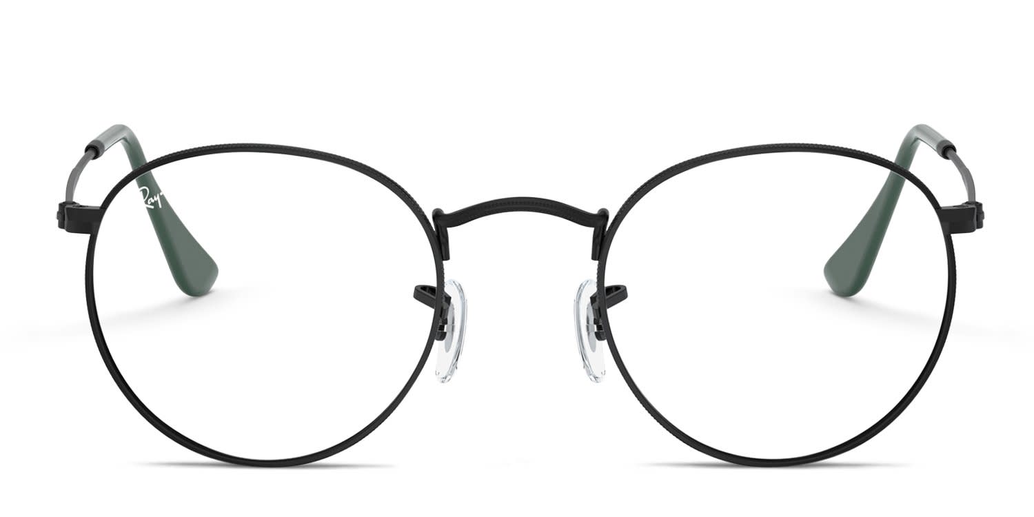 Ray-Ban RX3447V Round Metal Shiny Black glasses - Shiny Black - Frontal View