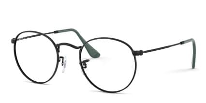 Ray-Ban RX3447V Round Metal Shiny Black glasses - Shiny Black - Angle View