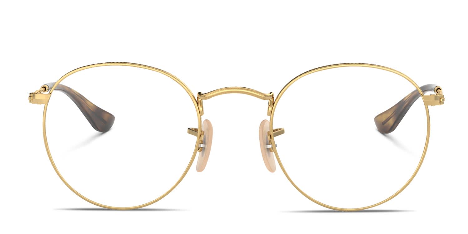 Ray-Ban RX3447V Round Metal Gold glasses - Gold - Frontal View
