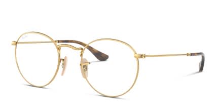 Ray-Ban RX3447V Round Metal Gold glasses - Gold - Angle View