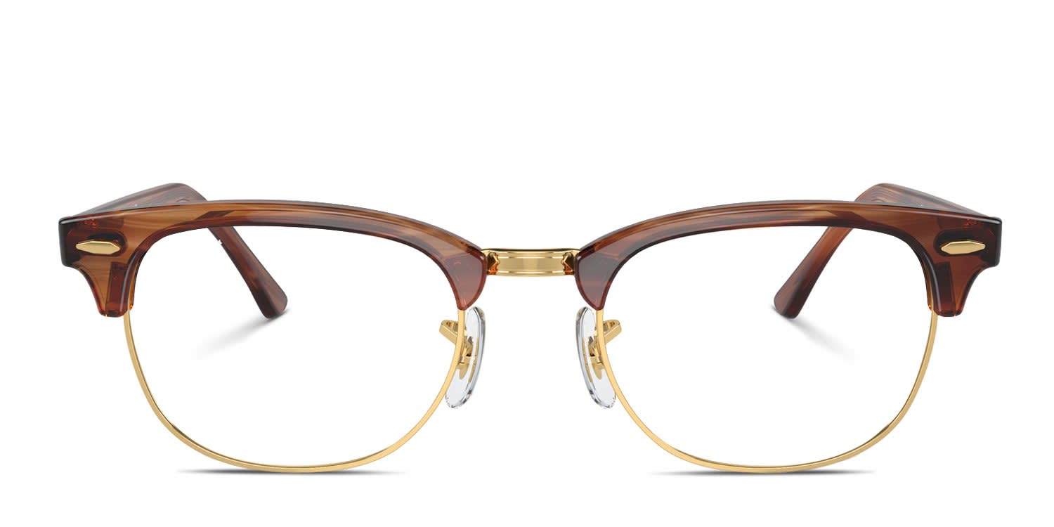 Ray-Ban RX5154 Clubmaster Brown, Gold glasses - Brown / Gold - Frontal View