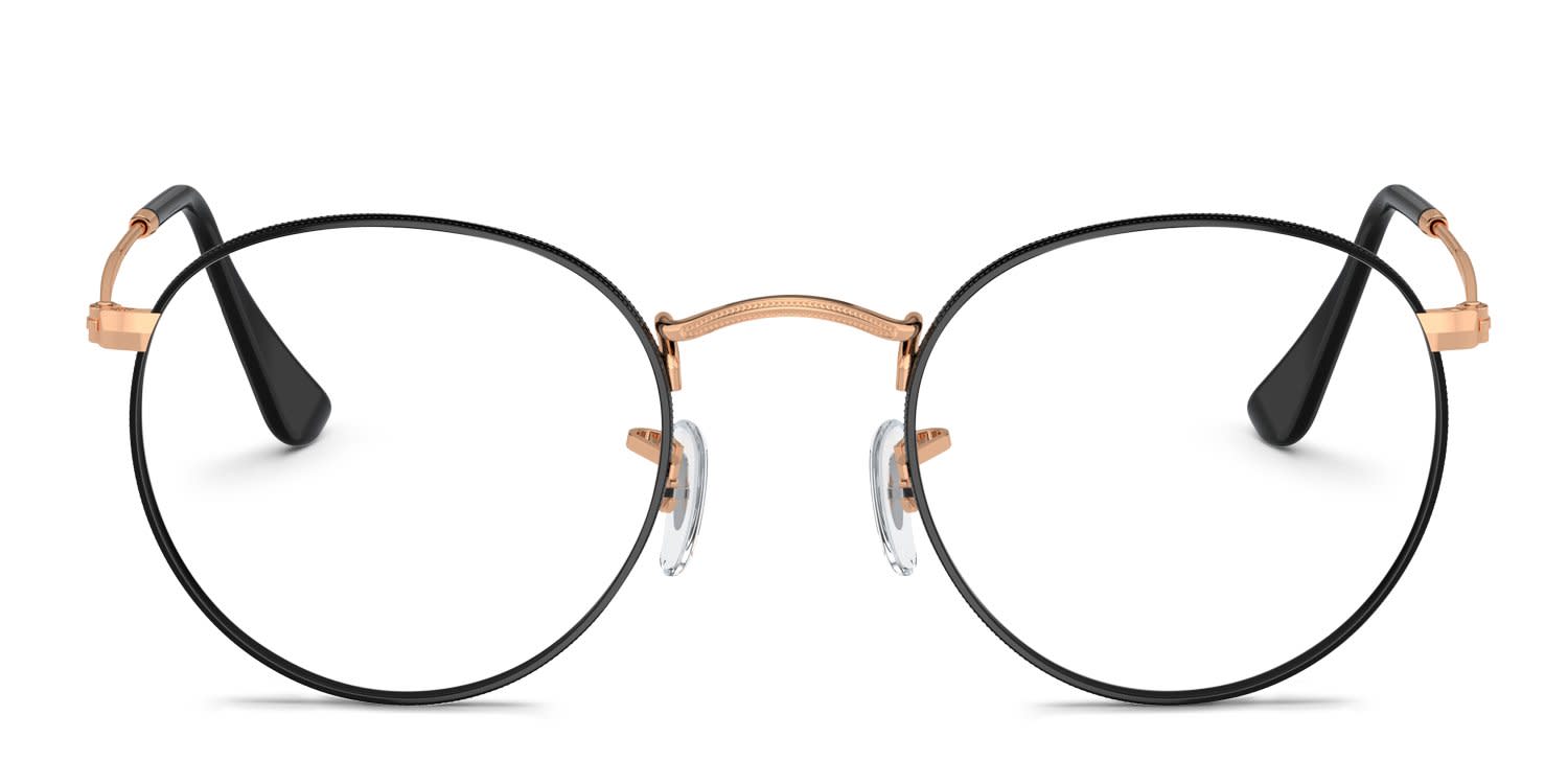 Ray-Ban RX3447V Round Metal Black, Rose Gold glasses - Black / Rose Gold - Frontal View
