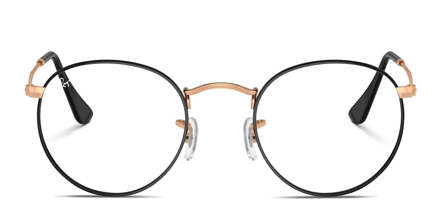 Ray-Ban RX3447V Round Metal Black, Rose Gold glasses - Black / Rose Gold - Frontal View