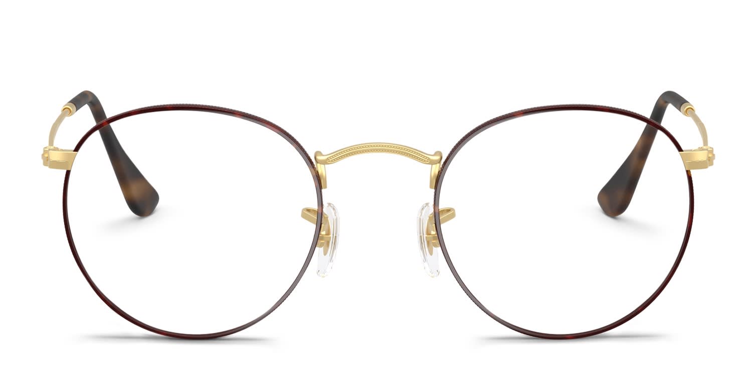 Ray-Ban RX3447V Round Metal Brown, Tortoise, Gold glasses - Brown / Tortoise / Gold - Frontal View