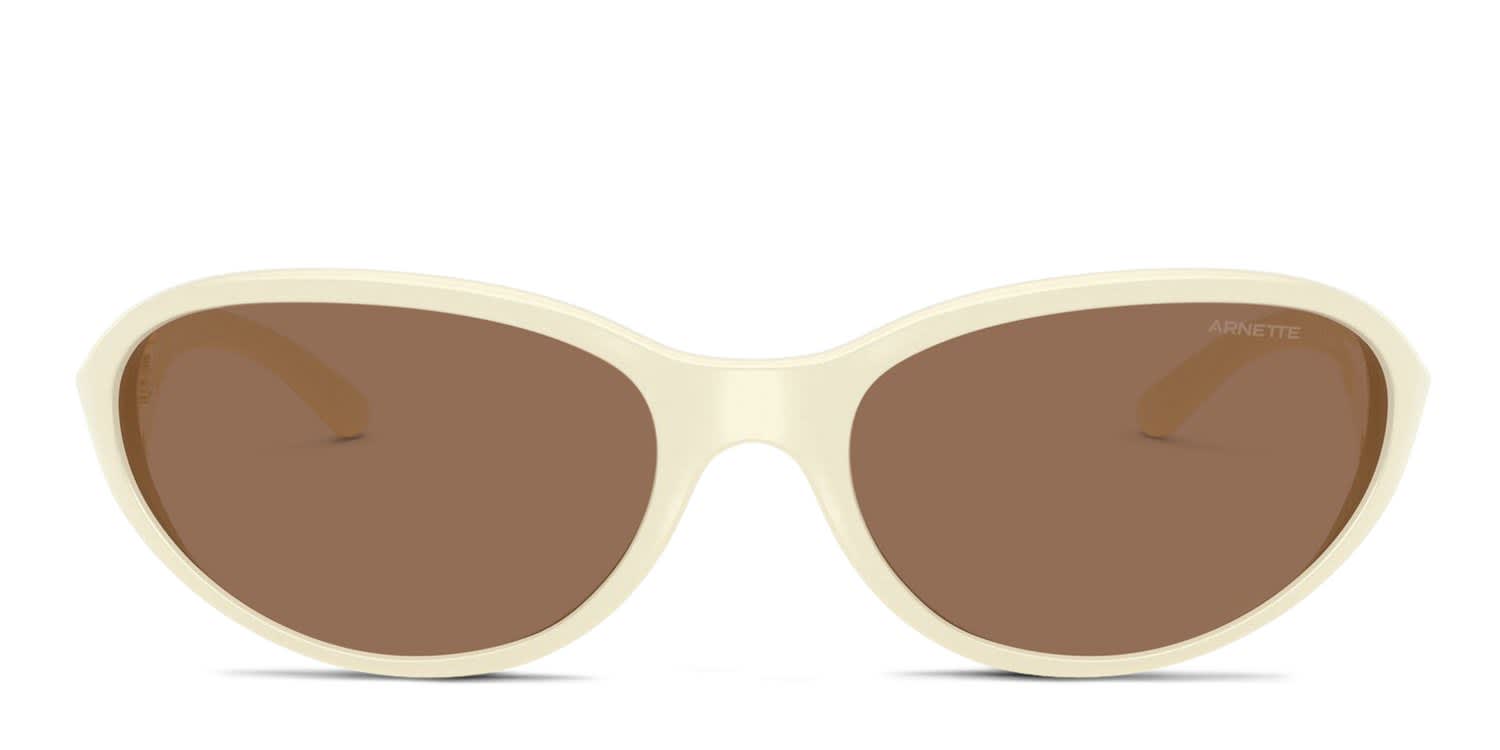 Arnette AN4368 Raven white frame with dark brown lenses. Lenses