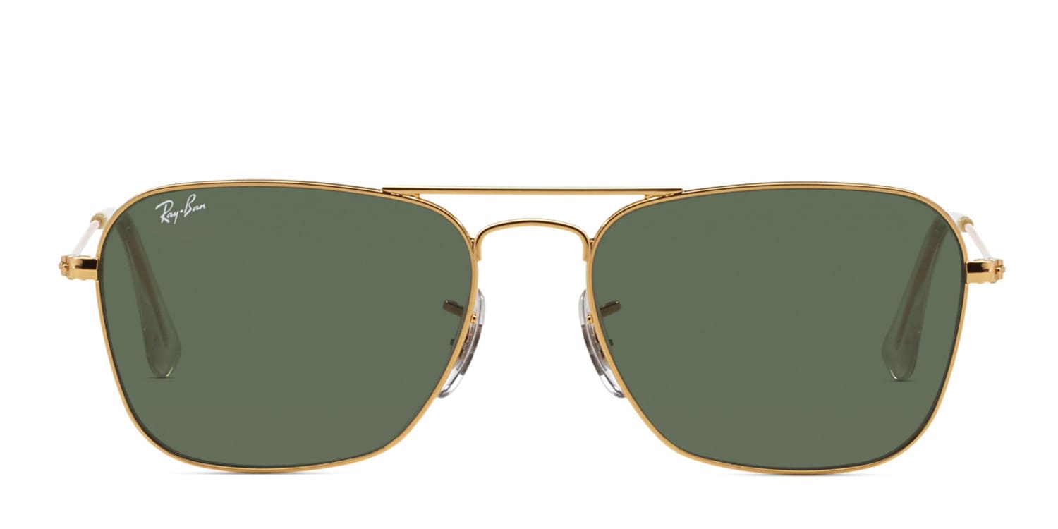 Ray-Ban Caravan RB3136 Gold w/Green glasses - Gold / Green - Frontal View