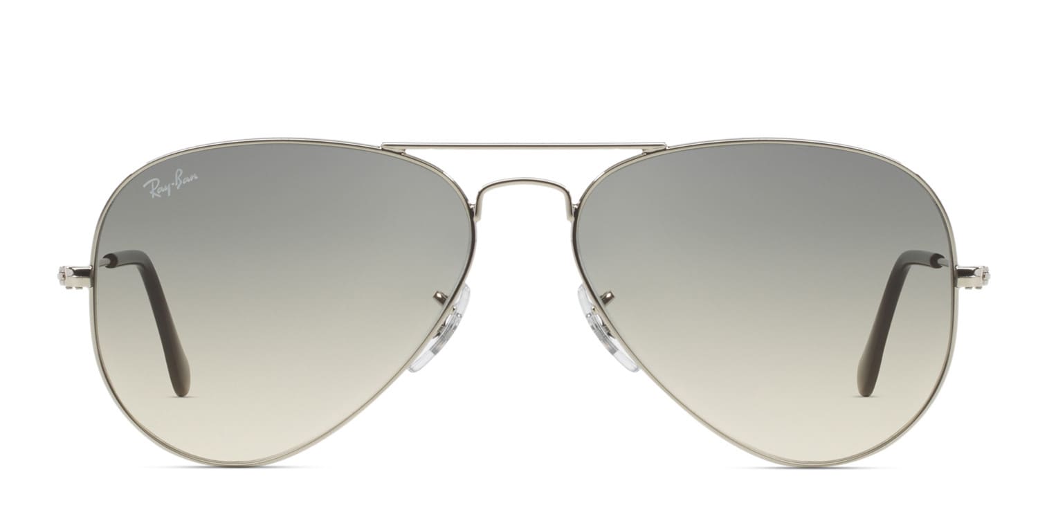 Ray-Ban RB3025 Aviator Large Metal Silver, Black glasses - Silver / Black - Frontal View