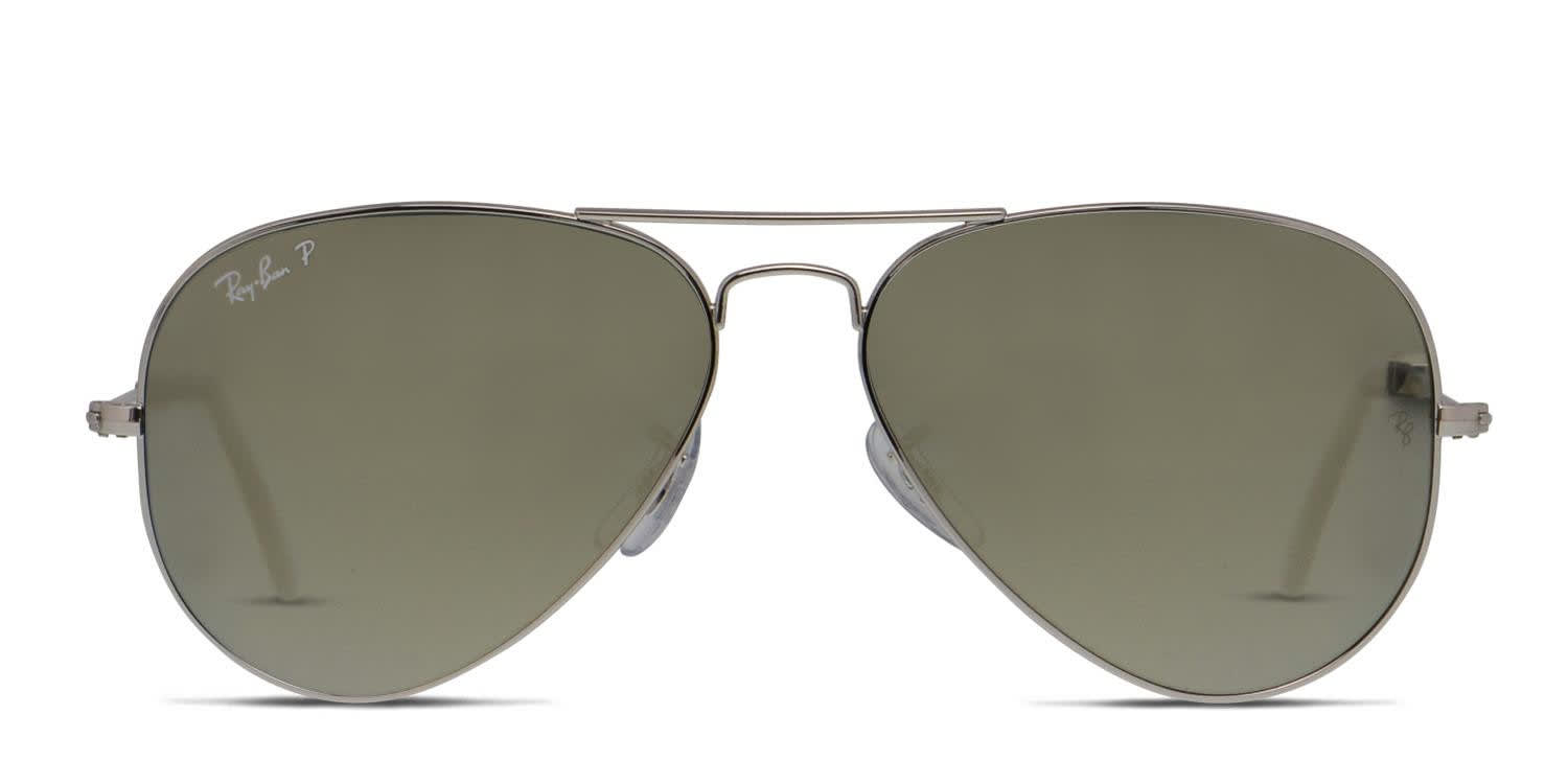 Ray-Ban RB3025 Silver w/Olive glasses - Green / Silver - Frontal View