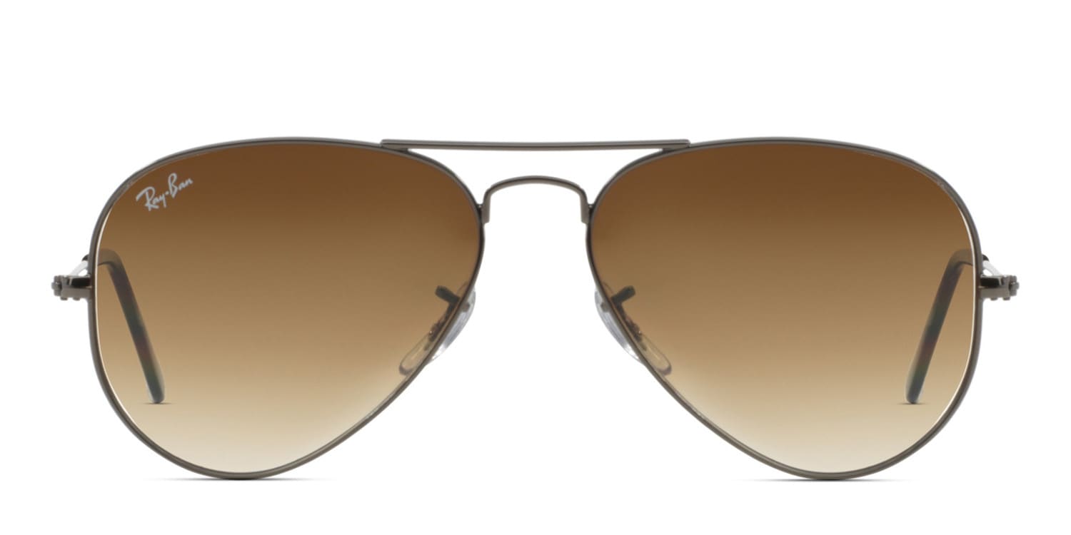Ray-Ban RB3025 Aviator Large Metal Gunmetal, Brown Sunglasses