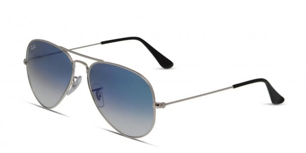 Ray Ban Aviator Gradient Sunglasses 003 3F Silver Frame Light Blue Gradient Lenses 55mm
