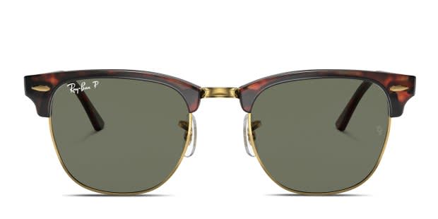 Ray-Ban RB3016 Clubmaster Tortoise/Gold/Green Sunglasses display picture 1