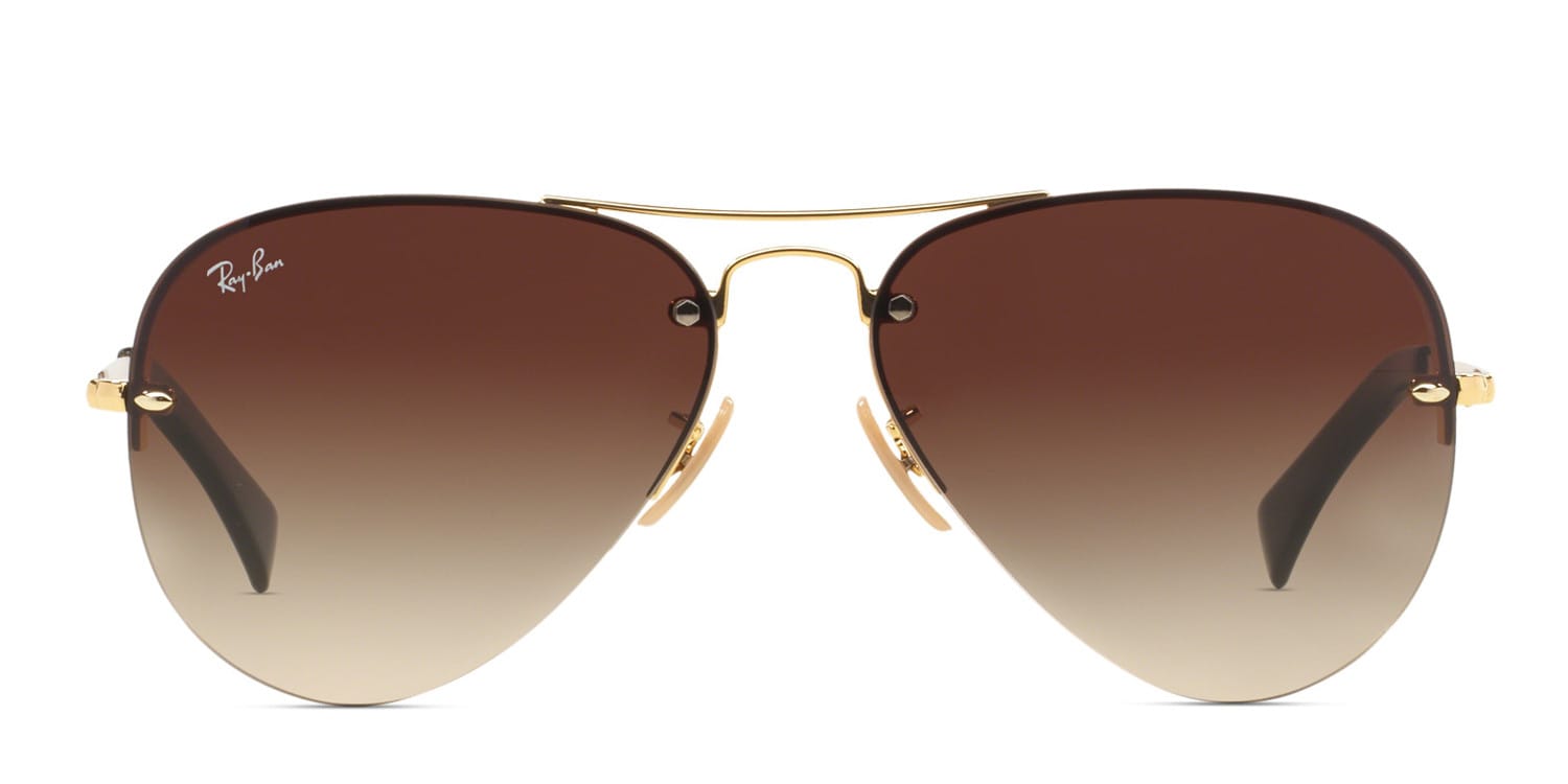 Ray-Ban RB3449 Gold glasses - Gold / Brown - Frontal View