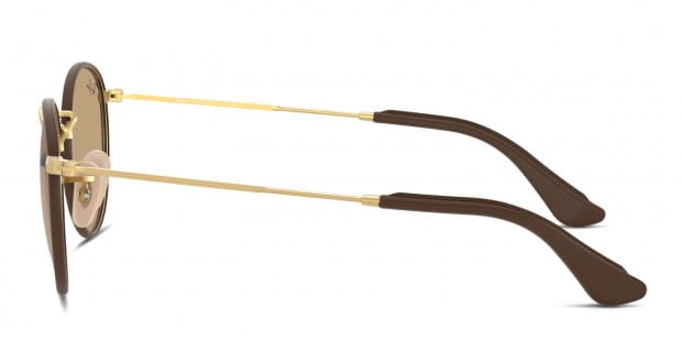 Ray Ban RB3475Q Round Craft brown gold frame with crystal brown lenses. Lenses provide 100 UV protection