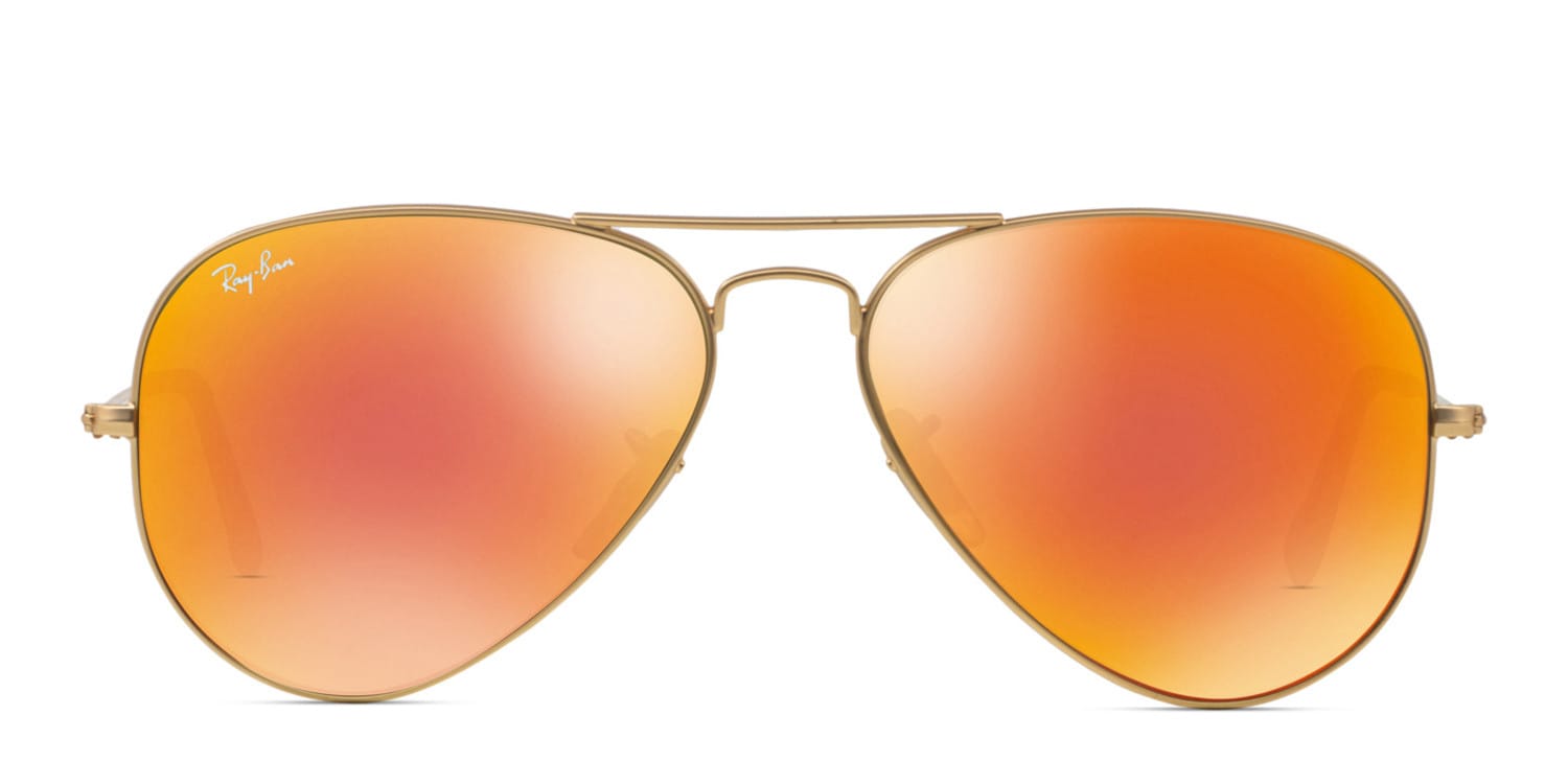 Ray-Ban Gold Frame Sunglasses with Rose-Orange Mirrored Lenses Rose Gold Grandpa Thin Aviator Mirrored Sunglasses with Pink  main image 4