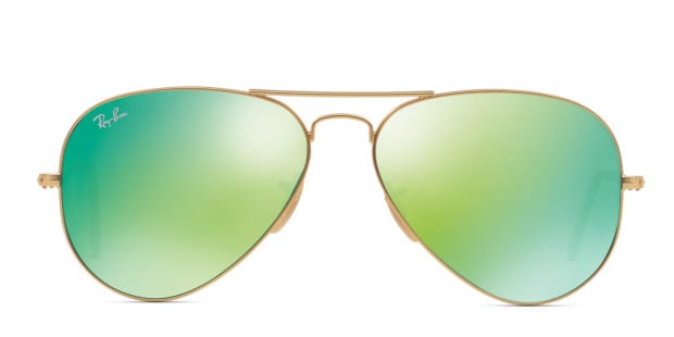 Ray Ban RB3025 Aviator Large Metal Gold Green Sunglasses