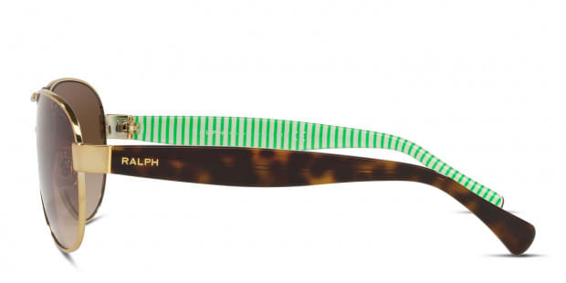 Ralph Lauren RA4096 gold frame with gradient brown lenses. Lenses provide 100 UV protection