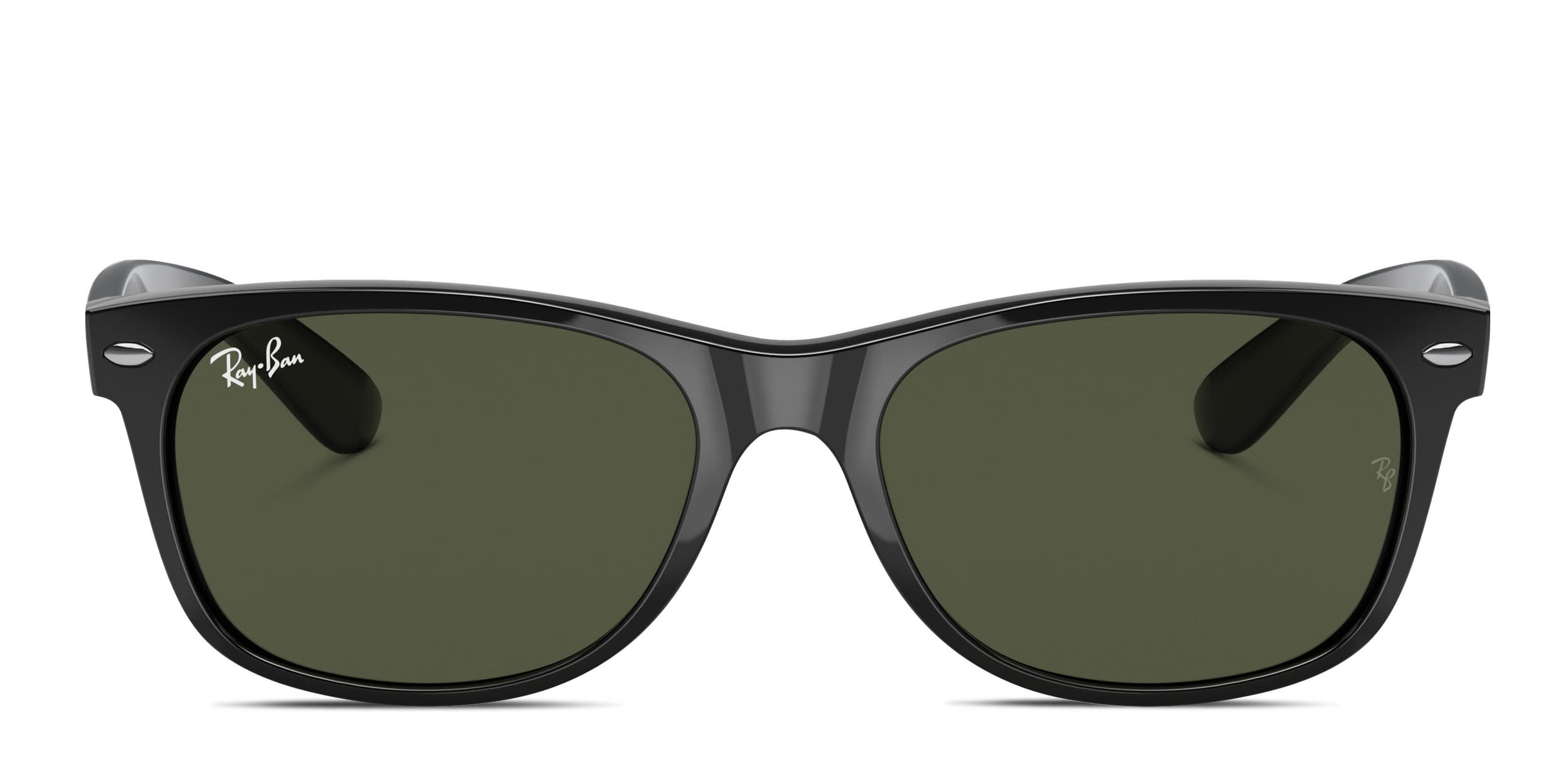 Ray-Ban RB2132F New Wayfarer Shiny Black, Green glasses - Shiny Black - Frontal View